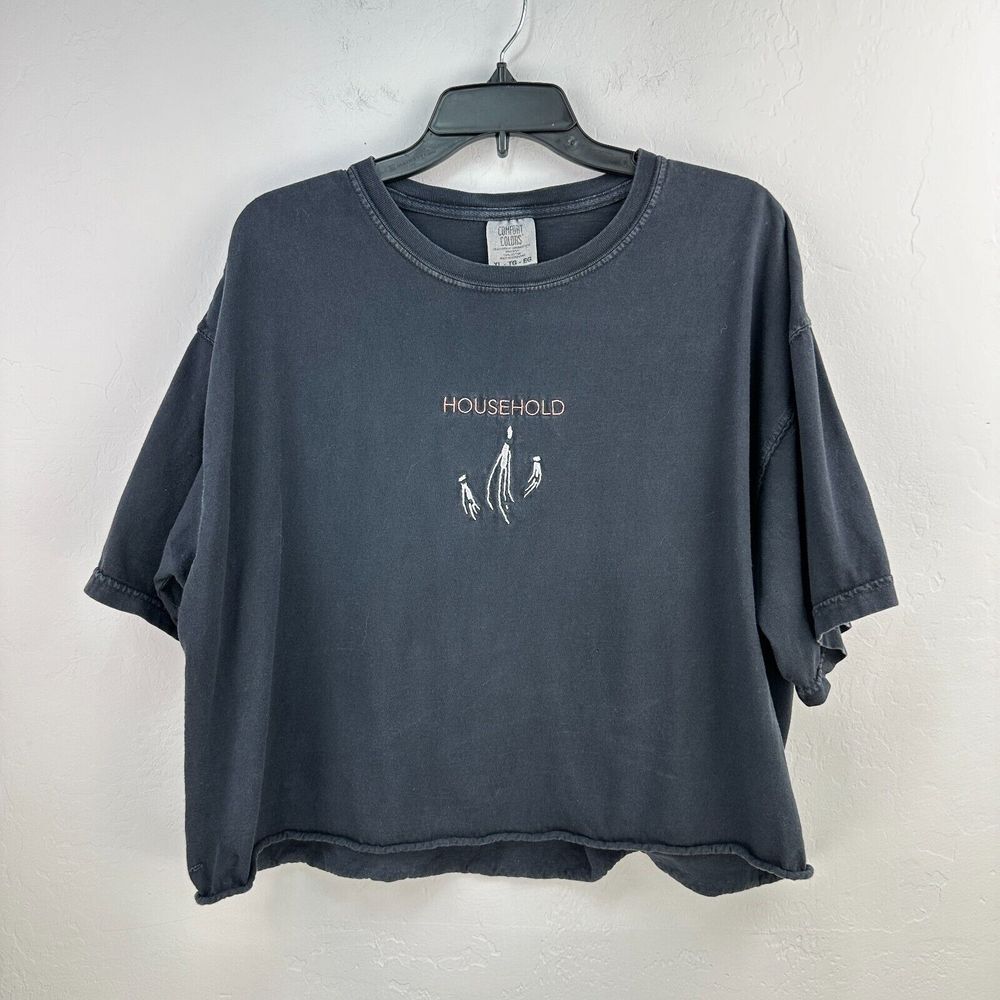 Comfort Colors Crop Tshirt‎ Womens XL Black Cotton Household Short Sleeve Tee